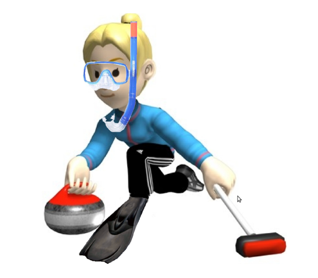 HHUC diver with mask, fins and snorkel at the curling rink