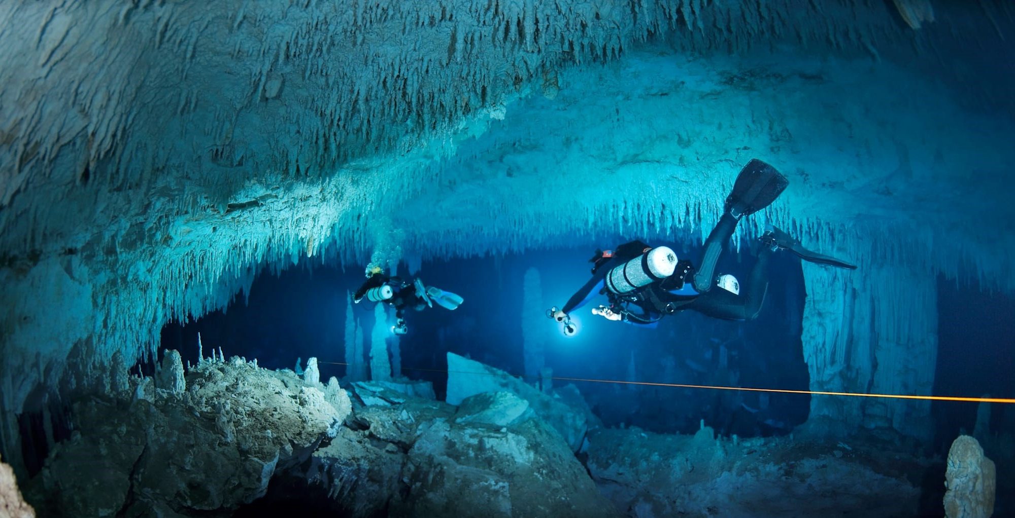 Cave diving shot with Jill Heinerth