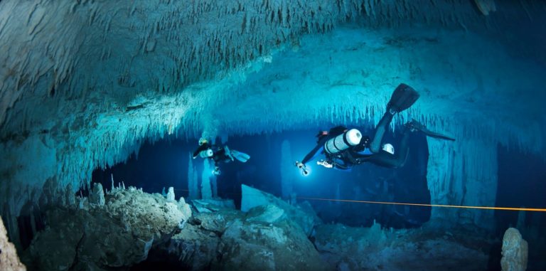 Cave diving shot with Jill Heinerth