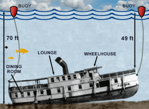 Diagram of the wreck of the Waome